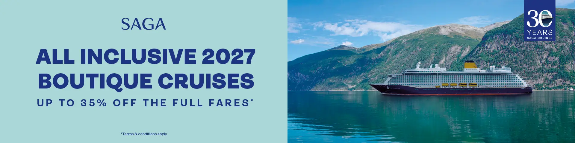 Saga All Inclusive 2027 Cruises Up to 35% off